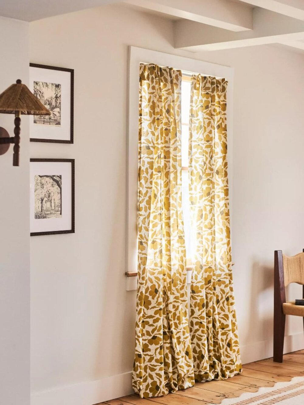 Anthropologie McKenzie Parrott Cotton Printed Floral Curtain, 1 panel - Picture 3 of 3